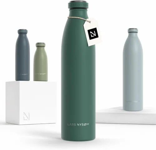 Vista 64 de LARS NYSØM Botella de agua aislada de acero inoxidable de 12 onzas, 17 onzas, 25 onzas, 34 onzas, 51 onzas, frasco térmico aislado para bebidas
