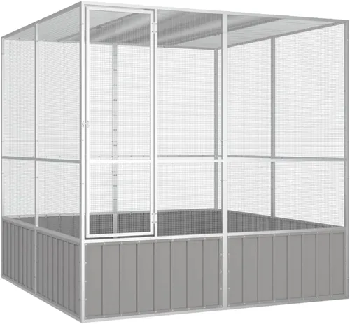 Vista 6 de vidaXL Jaula para pájaros gris 43.7"x42.1"x83.3" acero galvanizado