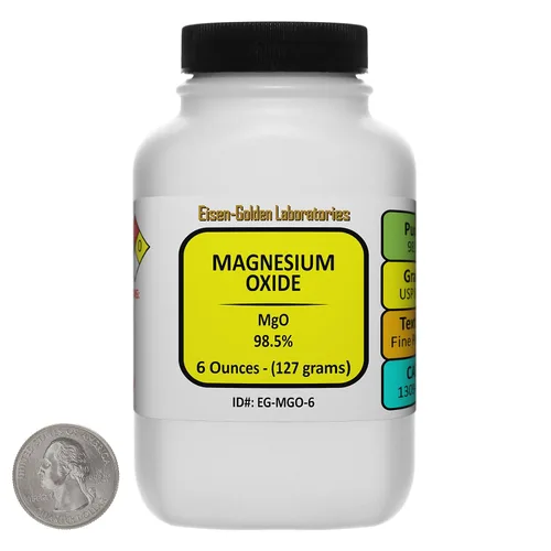 Vista 6 de Óxido de magnesio [MgO] 98.5% USP polvo de grado alimenticio 3 onzas en una botella