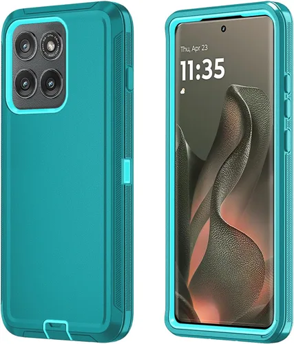Vista 7 de Qinmay - Funda para Motorola Moto Edge 2025, cubierta de 3 capas, color Negro naranja
