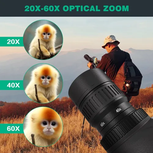 Vista 2 de Gosky Alcance de Observación HD 20-60x80mm con Trípode y Adaptador para Smartphone, Alcance de Observación con Prisma BAK 4 para Observación