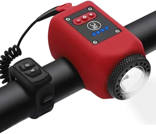 Vista 8 de Bocina de Bicicleta Eléctrica Luz de Bicicleta 2 en 1; Bocina de Bicicleta de 110 dB 5 Modos de Sonido con Batería Recargable Luz de Bicicleta