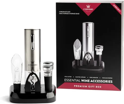 Abrebotellas de vino eléctrico de alta calidad con base de carga, diseño italiano de calidad, juego de abridor de vino eléctrico, abridor de