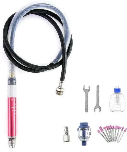 Vista 8 de QWORK Molinillo de Aire Micro, 1/8" Mini Herramienta de Pulido y Corte de Lápiz Molinillo Neumático de Troquel de Lápiz, 65000 RPM de Velocidad Libre