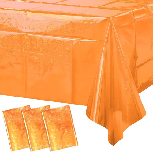 Vista 28 de Paquete de 3 manteles de plástico iridiscentes con auto de carreras, desechables, brillantes con láser rojo y negro, mantel rectangular de aluminio