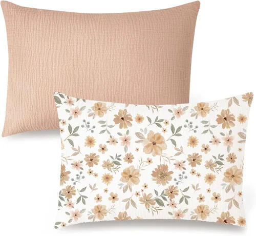 Vista 15 de Konssy Funda de almohada de muselina para niños pequeños para almohada de 13x18, paquete de 2 fundas de almohada de algodón suave y transpirable