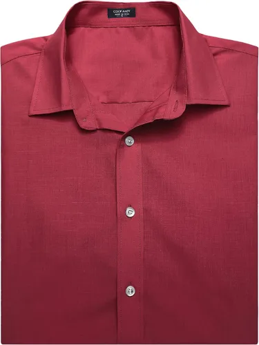 Vista 6 de COOFANDY Camisas de vestir para hombre, sin arrugas, manga corta, casual, con botones