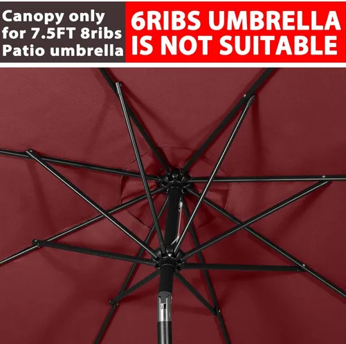 Vista 115 de ABCCANOPY Sombrilla para Exteriores de 7.5 pies, Repuesto de Cubierta Superior Compatible con 6 Varillas (Azul)