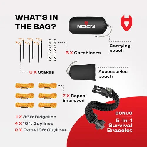 Vista 2 de Rain Fly EVOLUTION - Cubierta impermeable para hamaca o para tienda de campaña o acampada de 12 x 10 o 10 x 10, con brazalete de supervivencia