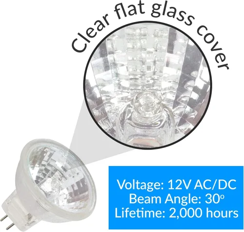 Vista 7 de Simba Lighting - Bombillas de foco halógeno MR11 de 10 vatios y 12 voltios (paquete de 6) de 2 pines, 110 lm, ángulo de haz de 30° para acento, luz
