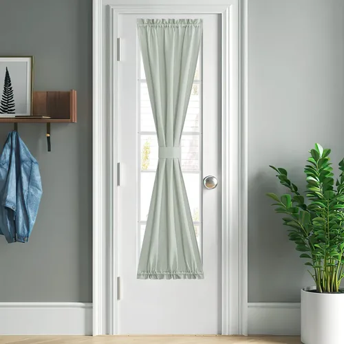 Vista 57 de NICETOWN Cortinas de lino con luz lateral, 12 pulgadas de ancho x 72 pulgadas de largo, panel de cortina para puerta delantera francesa, bolsillo