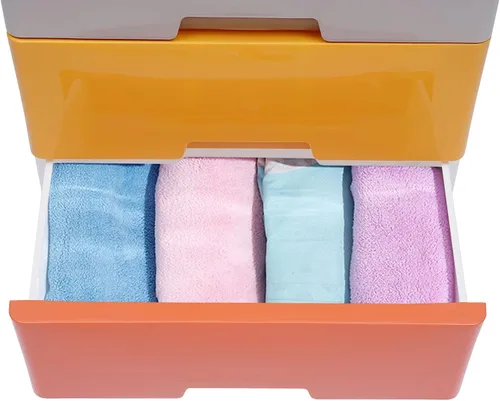 Vista 8 de Cajones de almacenamiento de 5 cajones de plástico con 4 ruedas giratorias, almacenamiento de cajones de plástico adecuado para almacenar libros