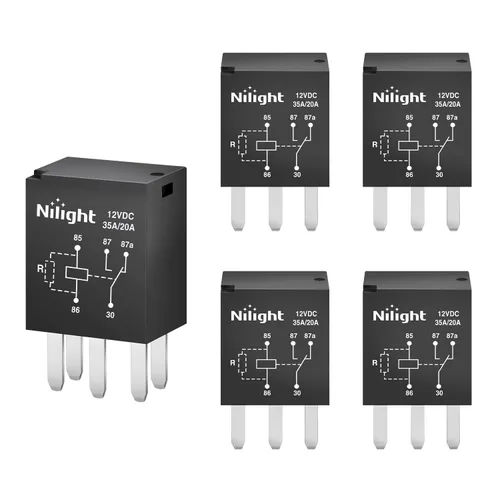 Vista 9 de Nilight 5 piezas Relé de propósito general automotriz 4 pines SPNO 20A Micro ventilador de enfriamiento Sellado Relé de enchufe y uso directo