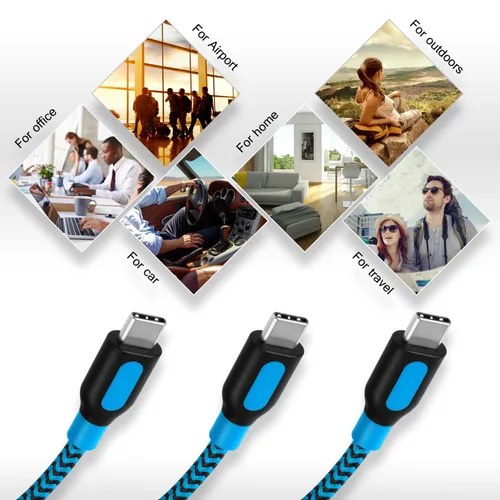 Vista 8 de Canjoy Cable USB tipo C, paquete de 3 cargadores trenzados tipo C de 10 pies, cable de carga rápida compatible con Samsung Galaxy S10 S10+ S10e S8