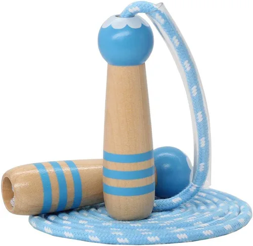 Cuerda de Saltar para Niños, Cuerda de Saltar Ajustable de 7 Pies de Algodón con Mango de Madera para Niños y Niñas, Ejercicio al Aire Libre para