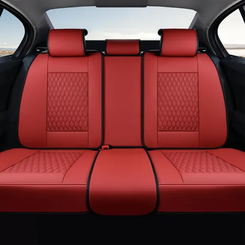 Vista 26 de Coverado Fundas de asiento de cuero para automóvil, fundas impermeables para asiento delantero de automóvil con soporte lumbar, ajuste universal