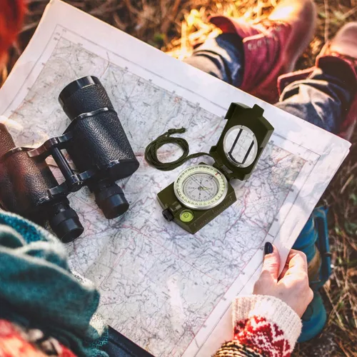 Vista 6 de GWHOLE brújula de observación militar Lensatic impermeable para actividades al aire libre