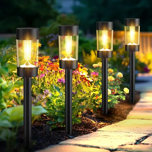 Eyrosa - Luces solares para exteriores, juego de 12 luces impermeables para iluminación de paisaje solar para camino, jardín, camino del patio,