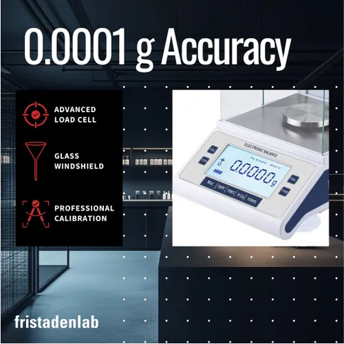 Vista 4 de Fristaden Lab Balanza analítica 7.41 oz x 0,1 mg (0.00 oz) Certificado de calibración Balanza de laboratorio profesional Compañía USA
