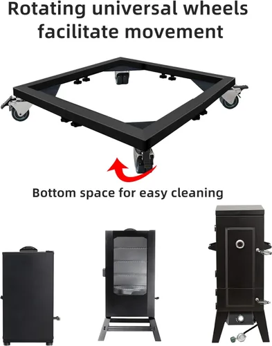 Vista 6 de Soporte para Ahumador de Servicio Pesado – Base Móvil Universal para Ahumadores Eléctricos (Vertical/Digital), Construcción Totalmente de Acero