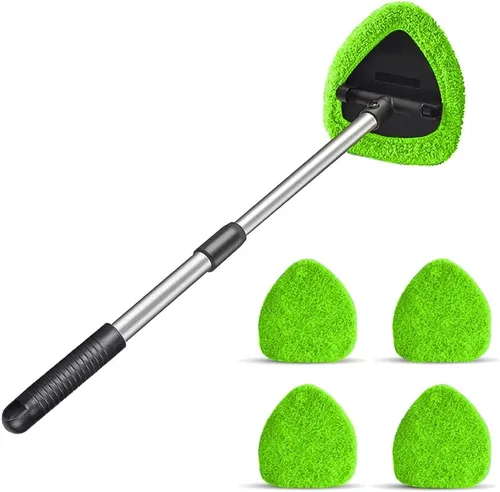 Vista 10 de Herramienta de limpieza de parabrisas, limpiador de ventanas de automóvil con 4 almohadillas de microfibra lavables y reutilizables, kit de limpieza