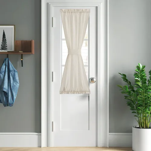 Vista 23 de NICETOWN Cortinas de lino con luz lateral, 12 pulgadas de ancho x 72 pulgadas de largo, panel de cortina para puerta delantera francesa, bolsillo