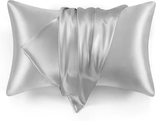 Vista 9 de Love's cabin Funda de almohada de satén para cabello y piel, similar a las fundas de almohada de seda, paquete de 2 fundas de almohada