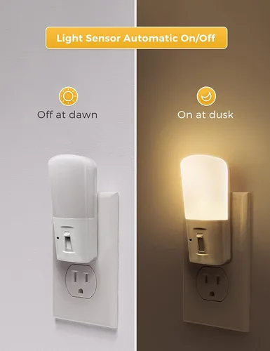 Vista 3 de LOHAS - Luces nocturnas enchufables a la pared, luz nocturna enchufable, luces nocturnas LED, sensor de atardecer a amanecer, suave y cálido brillo