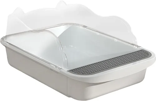 Vista 7 de KLKCMS Caja de arena semicerrada para mascotas y gatos, contenedor de inodoro antiadherente de alta cara, suministros para mascotas, bandeja