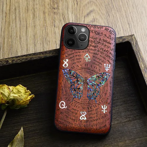Vista 8 de Carveit Funda protectora de madera de diseñador para iPhone 11 Pro Max [grabado de madera e incrustaciones de carcasa] compatible con 11 Pro Max