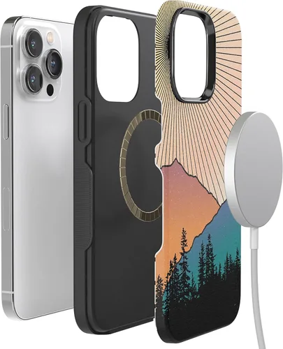 Vista 6 de Casely - Funda para iPhone 14 Pro Max, compatible con MagSafe, Golden Hour, funda Mountain Sunset