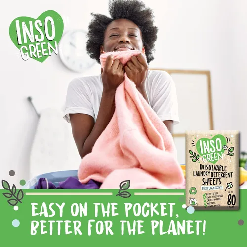 Vista 2 de Hojas de detergente ecológico para ropa (paquete de 3) 240 cargas, sin jarras de plástico, hojas de detergente para lavadora, tiras de lavandería