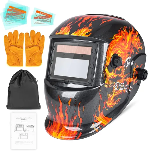 Vista 10 de Casco de Soldadura con Oscurecimiento Automático de Color Verdadero con Rango de Sombra Ajustable 4/9-13 para Máscara de Soldador TIG MIG ARC