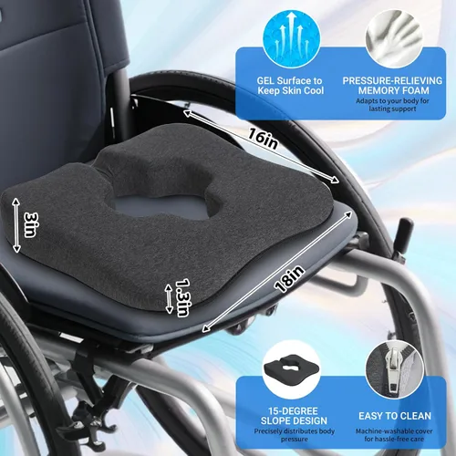 Vista 2 de Almohada para úlceras de decúbito para cama y almohada para silla de ruedas para la prevención de úlceras de decúbito - Alivio del dolor