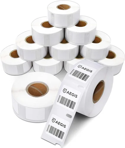 Vista 10 de Aegis Adhesives - Reemplazo para DYMO 30347 (12 rollos, 9000 etiquetas) Etiquetas térmicas directas de código de barras y lomo de libro de 1" x 1