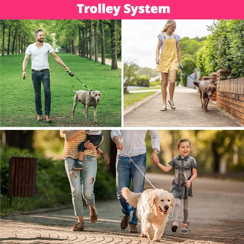 Vista 68 de Correa de perro de cuerda de 3 pies: correa resistente con gancho giratorio bloqueable, hilos reflectantes, bungee y asa acolchada - Correa