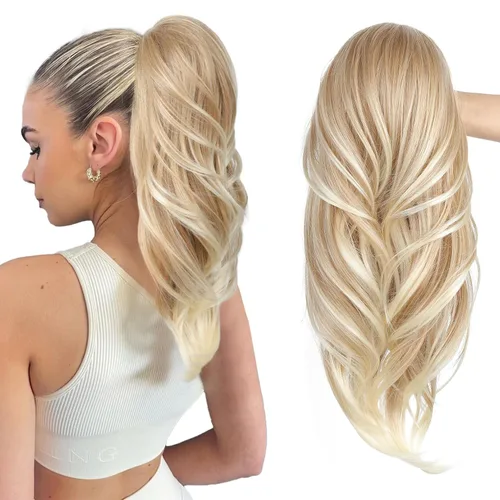 Vista 10 de SEIKEA Extensión versátil de cola de caballo con cordón, 18 pulgadas de largo, ondulado, con clip de varias capas, extensiones de cabello de cola