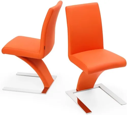 Vista 15 de ZURI Muebles Silla de comedor Mesa moderna en cuero sintético negro y acero inoxidable