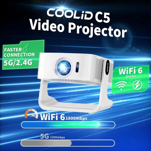 Vista 7 de [Compatible con Netflix y soporte 4K] Mini proyector HD 1080P de doble banda WiFi6 5G y BT 5.4 enfoque automático y evitar obstáculos Proyector