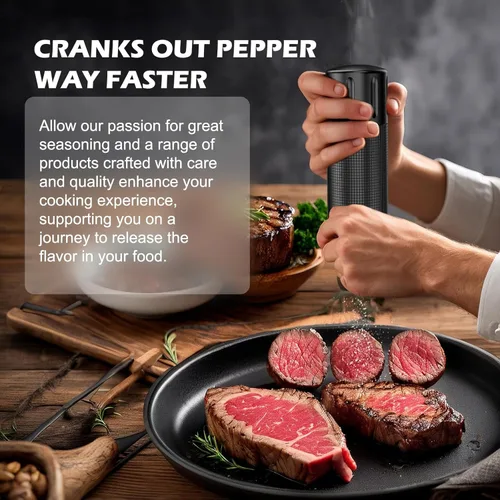 Vista 8 de Molinillo de pimienta profesional manual – Molinillo de pimienta de aluminio resistente, molinillo de especias de aluminio con grosor ajustable