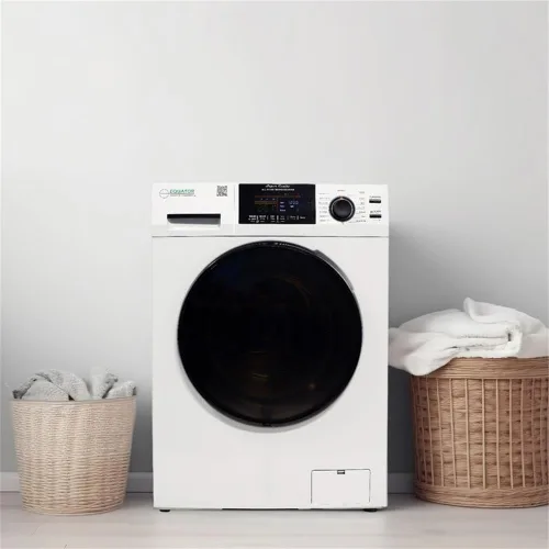 Vista 3 de Pemberly Row Lavadora secadora todo en uno, 1.62 pies cúbicos, acero inoxidable, blanco, 15 programas, ventilada para un secado más rápido, combo