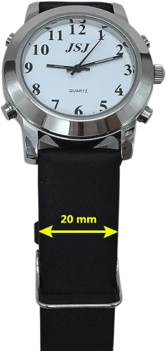 Vista 5 de VISIONU Reloj parlante español para personas ciegas o personas con discapacidad visual con alarma de cuarzo, correa de cuero, Moderno