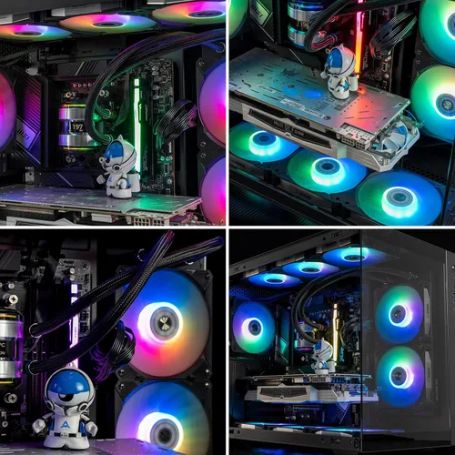 Vista 6 de ALSEYE Infinity i12 PC Case Fan, estructura de conexión a presión ARGB y PWM 4.724 in PC Case Cooling Fan - Negro