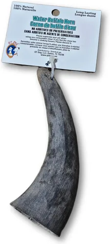 Vista 3 de QT Dog Cuerno de búfalo de agua grande – Masticable para perros 100% natural de larga duración, lleno de proteínas de origen ético y masticables