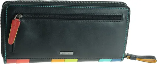 Vista 5 de Visconti STR5 - Cartera grande de cuero con bloqueo RFID seguro para mujer, con cremallera, color negro