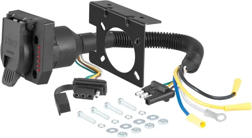 Adaptador eléctrico de salida dual, plano de 4 vías CURT 57674, con probador