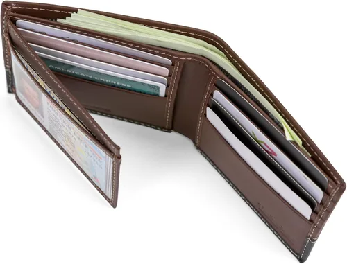 Vista 4 de Timberland Men's Leather Passcase Trifold Wallet Hybrid