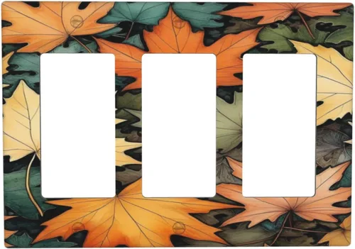 Vista 25 de Cubiertas Decorativas de Arte para Interruptores de Luz de Hojas de Otoño Placa de Pared de Palanca Individual Cubierta Decorativa para Interruptor