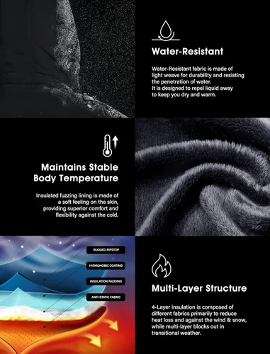 Vista 4 de TSLA Men's Winter Ski Jacket, Waterproof Warm Insulated Snow Coats, Cold Weather Windproof Snowboard Jacket with Hood