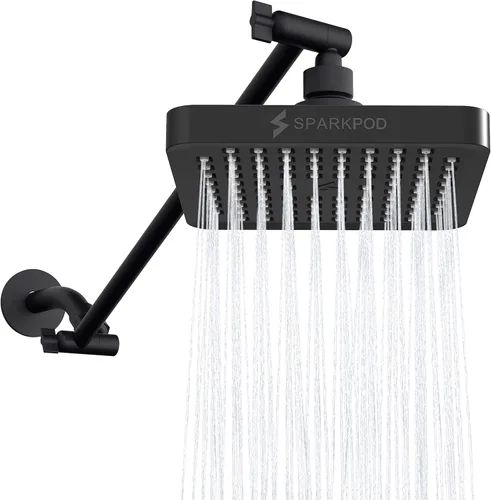 Vista 26 de SparkPod Cabezal de Ducha de Lluvia Redondo con Brazo de Extensión - Cabezal de Ducha de Altura Ajustable con Rendimiento de Alta Presión